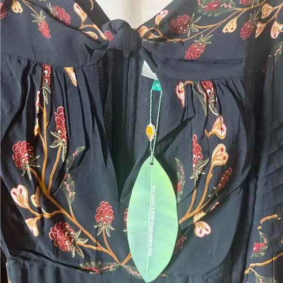 Farm Rio Black Berry Garden Long Sleeve Pleated Maxi Dress - Picture 10 of 11